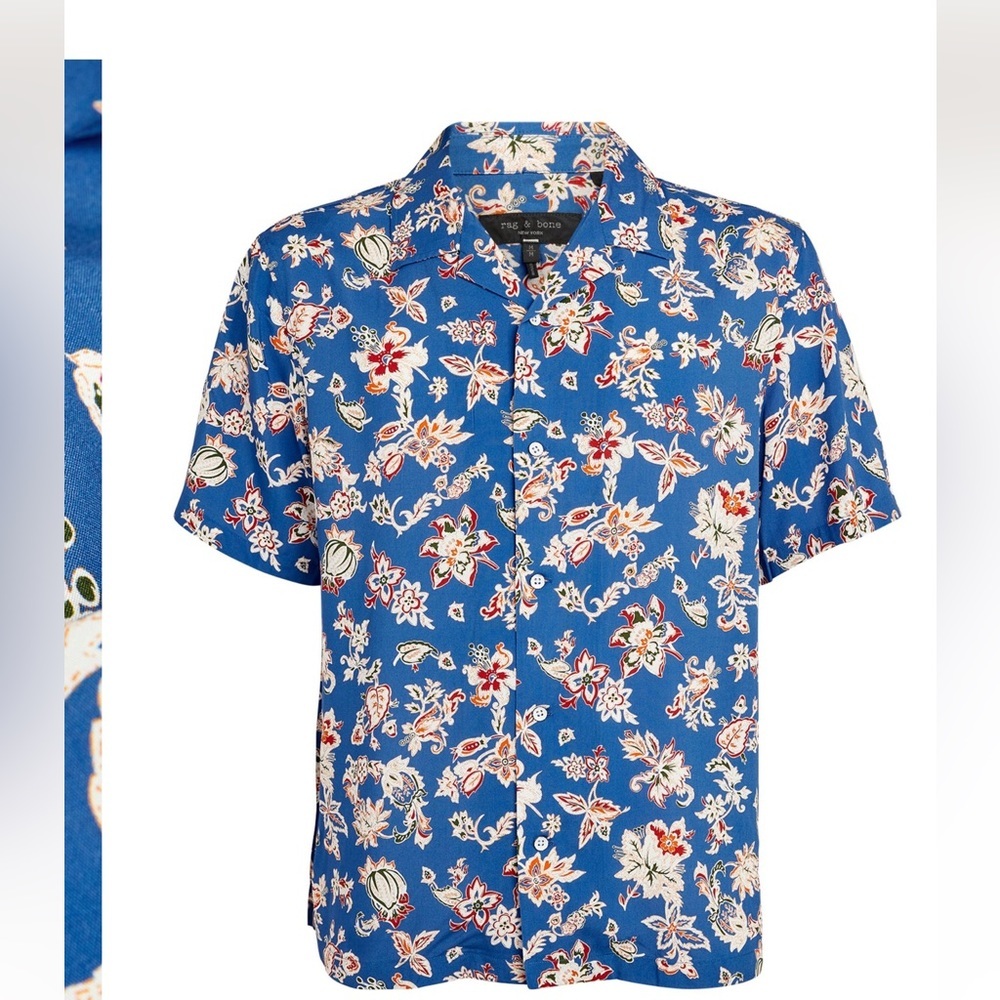 rag & bone Blue Floral Casual Button Down Shirt - Picture 3 of 11